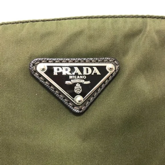 PRADA Triangle logo Crossbody Shoulder Bag Nylon khaki/SilverHardware - Picture 5 of 12